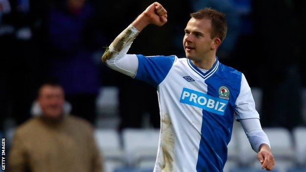 Blackburn striker Jordan Rhodes