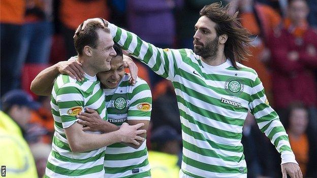 Celtic players celebrating