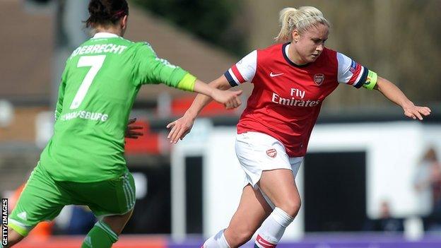 Arsenal defender Steph Houghton in action against Wolfsburg