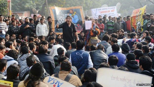 Protest march in New Delhi in December 2012