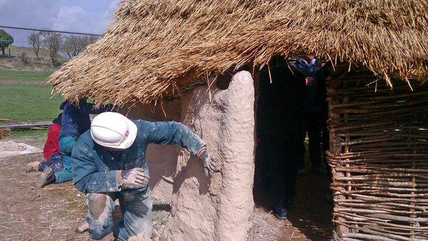 Work in progress on the huts