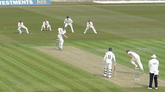 Worcestershire batting at Old Trafford against Lancashire