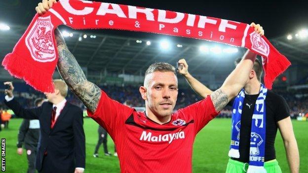 Craig Bellamy celebrates winning promotion