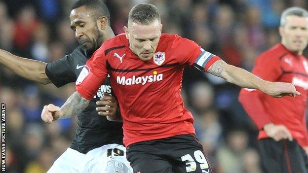 Craig Bellamy in action for Cardiff City against Charlton Athletic.