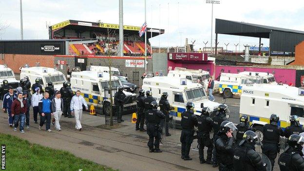 A protest outside Seaview in February