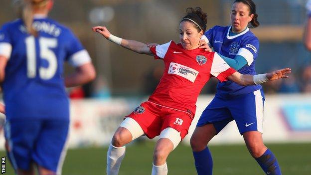 Bristol Academy's Laura Del Rio and Everton's Amy Kane