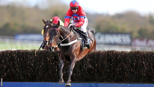 Sprinter Sacre jumps the last at Punchestown on his way to victory