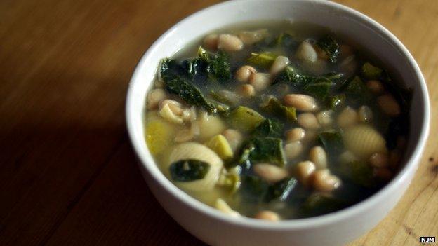 White bean, kale and pasta soup