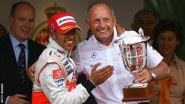 Ron Dennis and Lewis Hamiton of McLaren