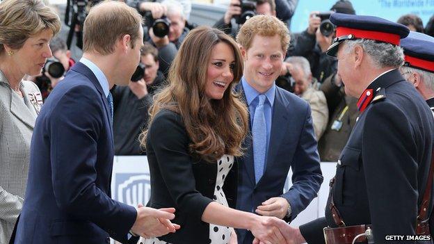 Duke and Duchess of Cambridge and Prince Harry arriving at Warner Bros studio