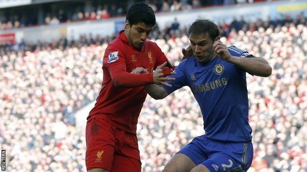 Luis Suarez and Branislav Ivanovic