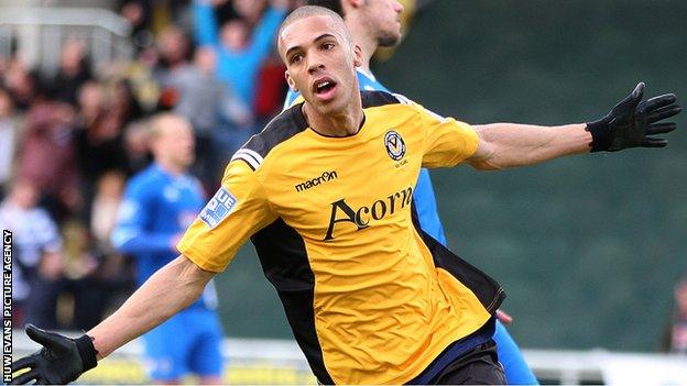 Newport goalscorer Christian Jolley