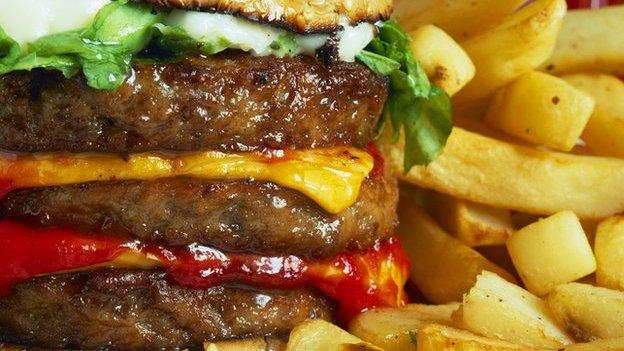 A burger and fries