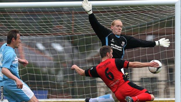 Ballymena goalkeeper Dwayne Nelson