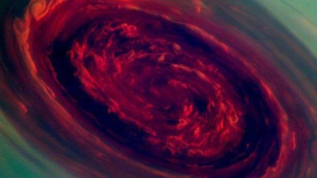 Cassini image of Saturn hurricane