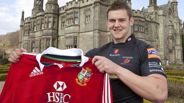 Newport Gwent Dragons and Wales flanker Dan Lydiate pictured with a Lions shirt.