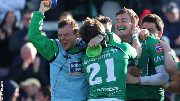 Matthew Jarvis is congratulated after scoring a last-gasp penalty in the win over Aironi in 2012