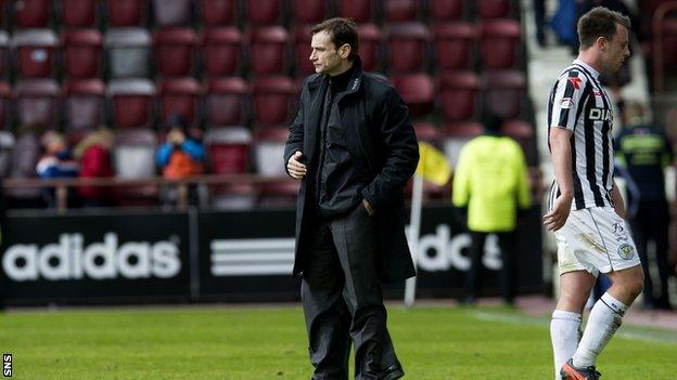 St Mirren manager Danny Lennon at Tynecastle