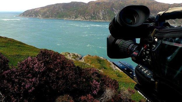 At the Corryvreckan whirlpool - filming for Hebrides - Life on the Edge