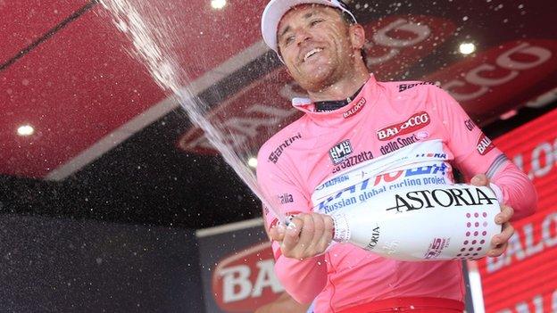 Luca Paolini celebrates winning stage three