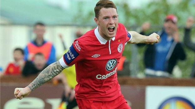 Lee Lynch celebrates the opening goal