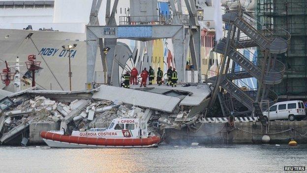 Genoa port control tower after collapse