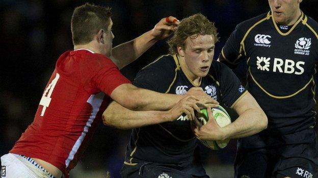 Jonny Gray in action for Scotland Under-20s