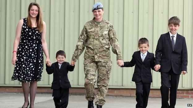 Lance Corporal Shelley Dockery and children