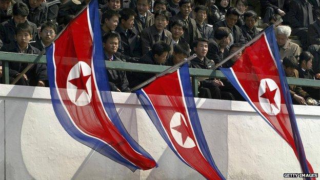 Spectators at a football match in North Korea