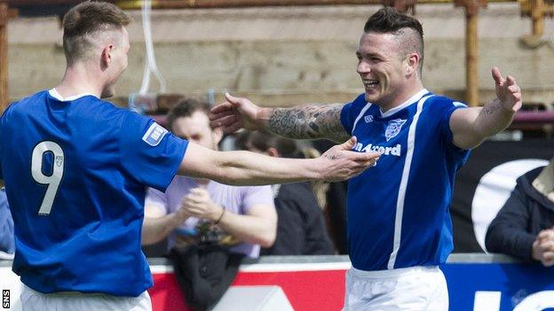 Peterhead striker David Cox (right) scored twice in the first 10 minutes