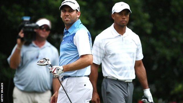 Sergio Garcia and Tiger Woods