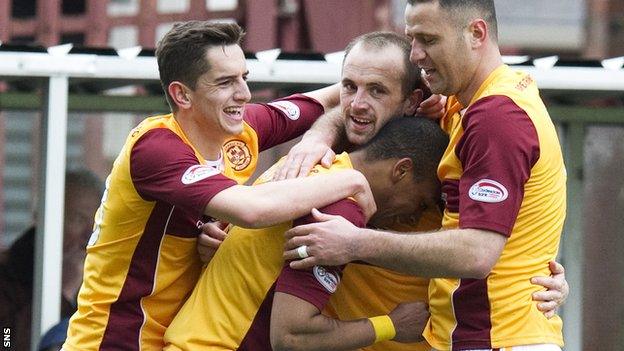 Motherwell celebrate James McFadden's opening goal