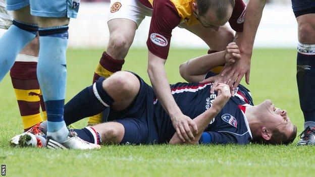 Richie Brittain was injured during Sunday's loss to Motherwell