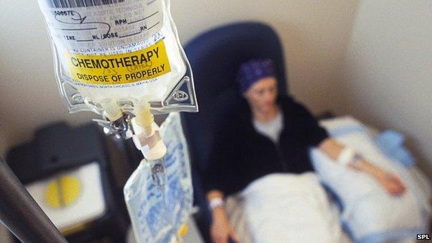 Woman receiving chemotherapy