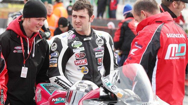 Michael Dunlop waits for practice to start on Thursday