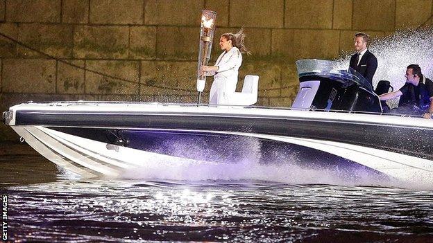 David Beckham on a speedboat