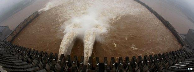 Sluice gate at dam