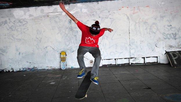 Skater on London's South Bank