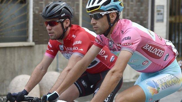 Mark Cavendish and Vicenzo Nibali