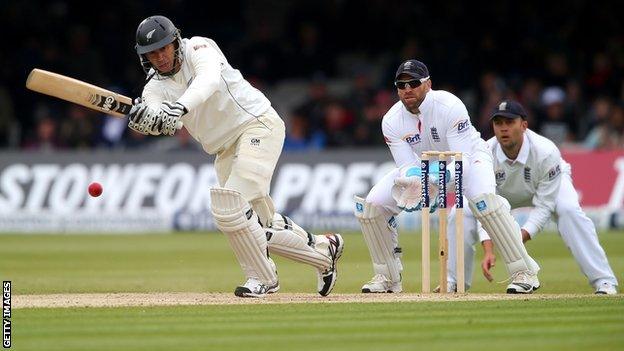 Ross Taylor plays through the leg side