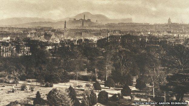 Looking out over the city from Inverleith gardens in Edinburgh