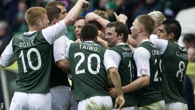 Hibs celebrate