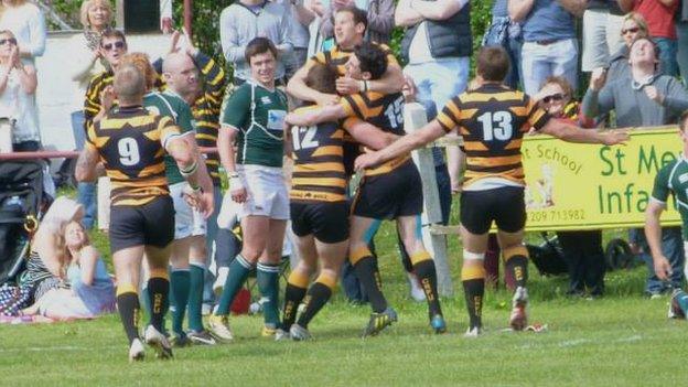 Cornwall celebrate after Richard Bright goes over