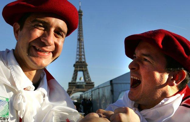 Beret wearers and the Eiffel Tower