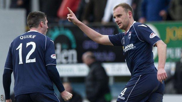 Ross County's Rocco Quinn and Grant Munro