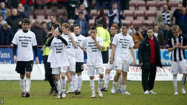 Dunfermline were relegated to Division Two in the play-offs