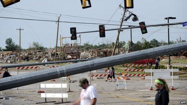 A tornado-devastated neighbourhood in Moore, Oklahoma, 21 May 2013