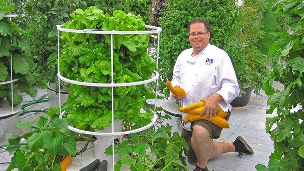 John Mooney on his roof garden