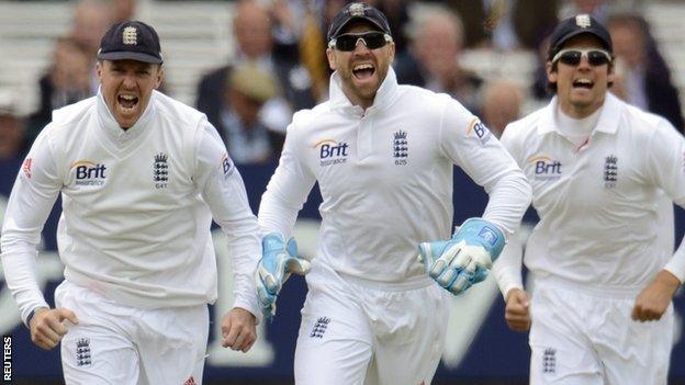 England players celebrate