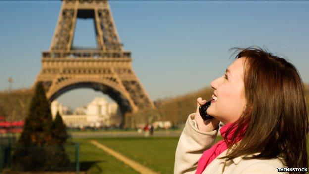 Woman at Eiffel Tower